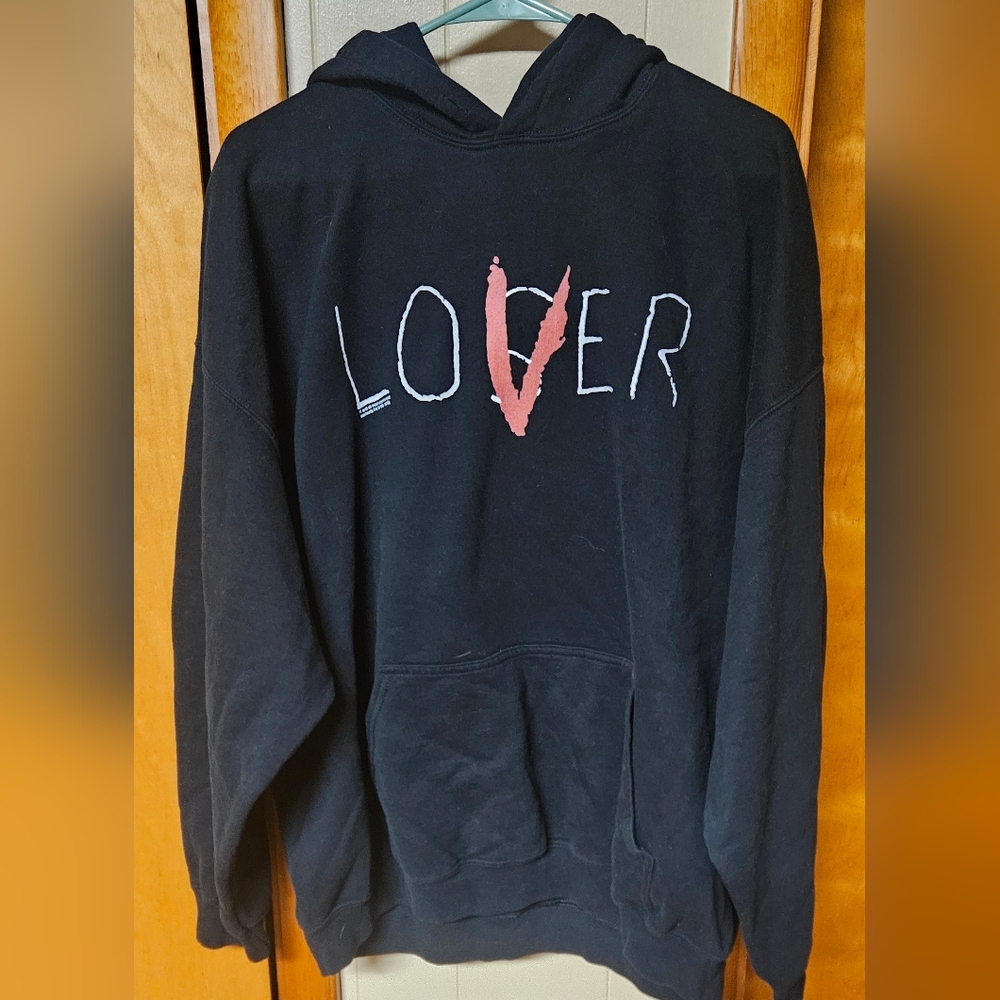 Black Hoodie with It Graphic Design